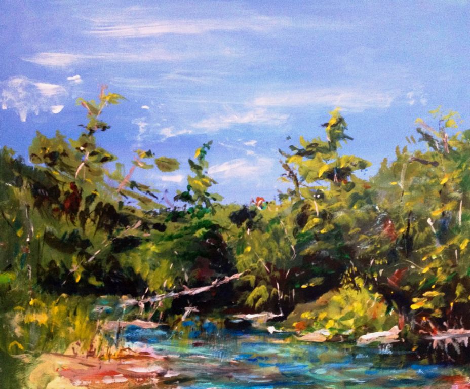 Crystal River, acrylic on board, 15"H x 18"W